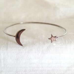Silver Moon and Star Cuff Bracelet